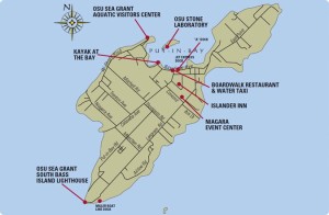 Map of Lake Erie's South Bass Island showing Gibraltar Island in Put-In Bay. [Source: [Pinterest]