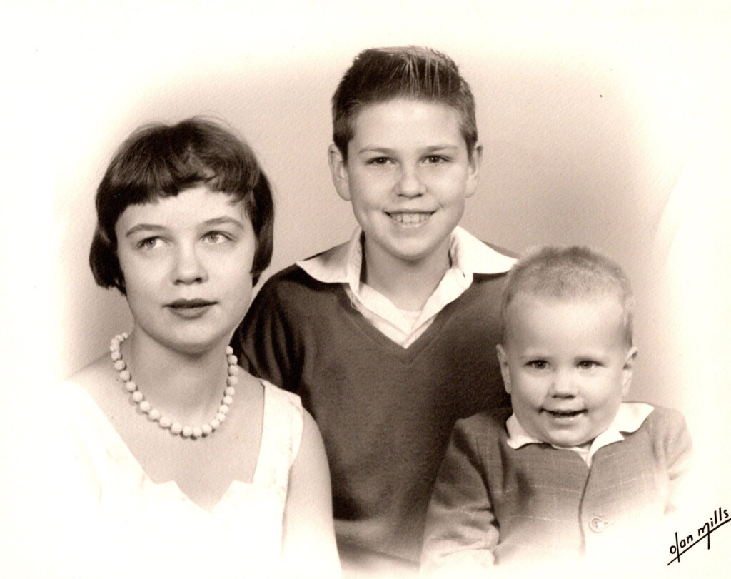 The Willis Kids circa 1958: Diana (age 16), David (age 11), and Mark (age 3). I am the youngest sibling in the photo, on the far right. I look like I am pleased with the snazzy red blazer worn for the occasion.